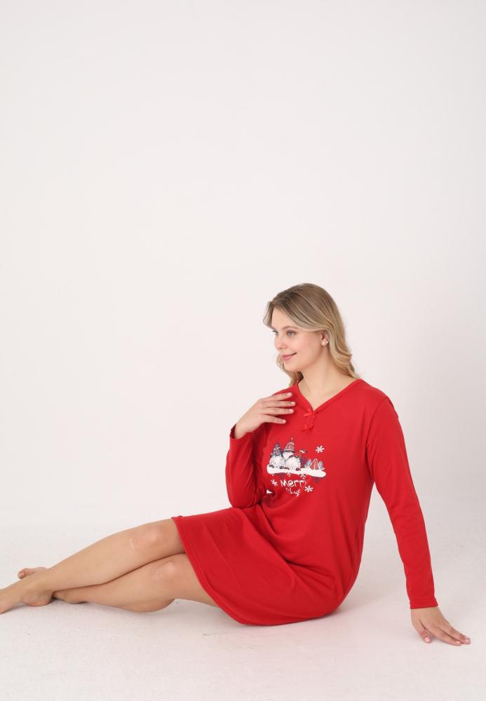 Camasa de noapte Craciun,Imprimeu Merry Christmas,En-gros